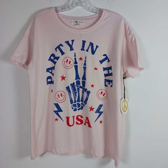 Love Peace and Lazy Days Womens M Party In The USA Tee - Picture 5 of 9